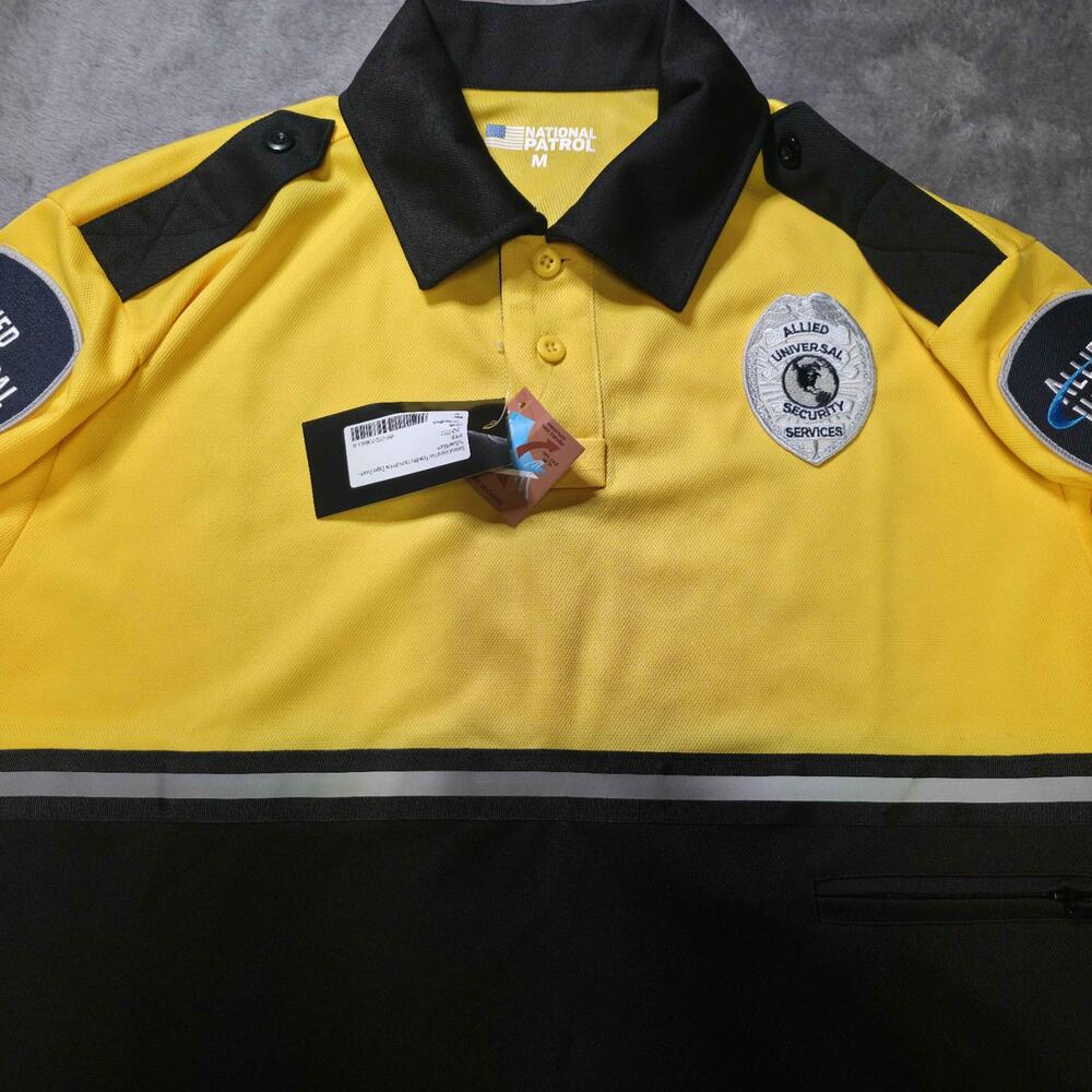 National Patrol Shirt Mens Medium Yellow Black Allied Universal Security Uniform